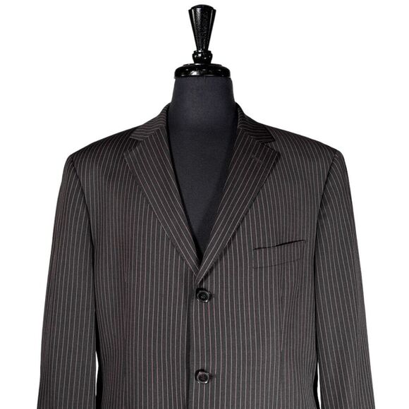 Hugo Boss Mens Suit 2 Piece Gray Pink Striped Wool Blazer Jacket 42S Pants 36x30 - Picture 6 of 16